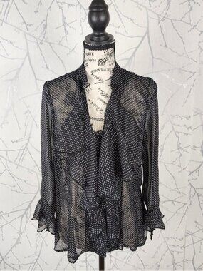 Zoe Black Dot Print Sheer Georgette Ruffle Blouse